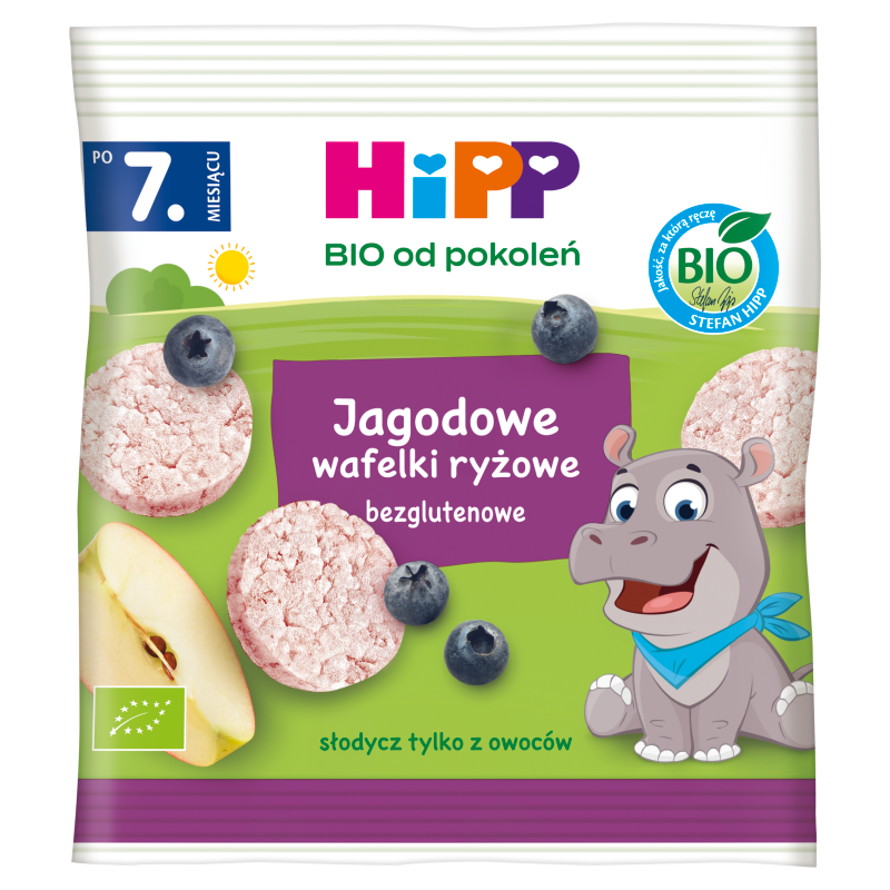 HIPP BIO od pokoleń Wafelki ryżowe jagodowe - po 7 miesiącu