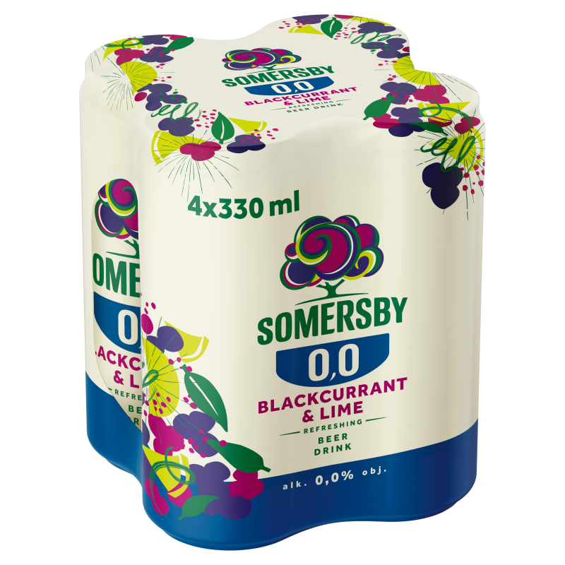 SOMERSBY BLACK CURRANT & LIME Napój piwny bezalkoholowy o smaku czarnej porzeczki i limonki 4x330ml (puszka)
