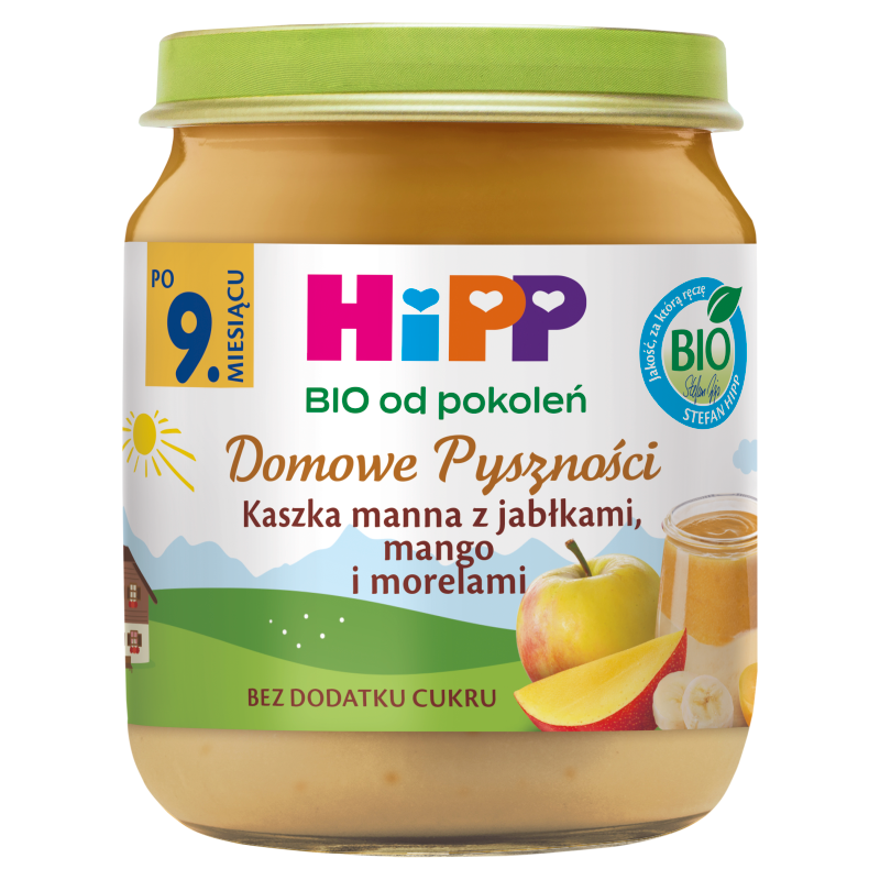 HIPP Kaszka manna z jabłkami mango i morelami po 9 miesiącu życia BIO