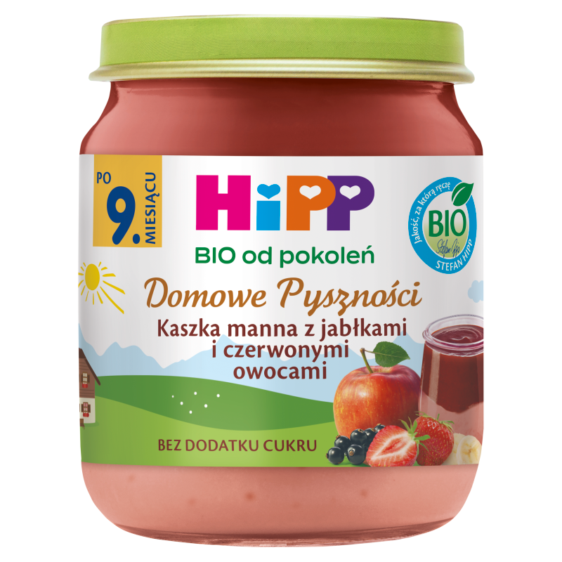 HIPP Kaszka manna z jabłkami i czerwonymi owocami po 9 miesiącu BIO