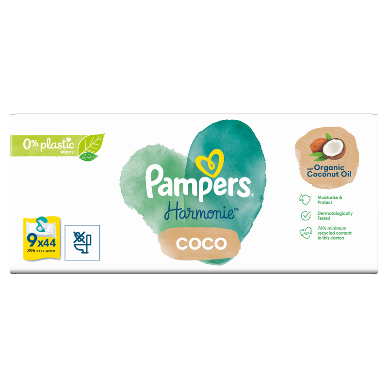 PAMPERS Harmonie Coco Chusteczki nawilżane dla dzieci 9x44 szt.