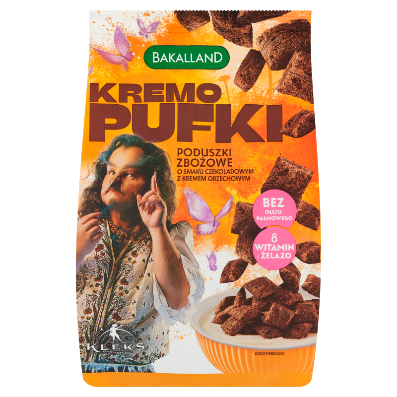 BAKALLAND Akademia Pana Kleksa Kremo pufki poduszki zbożowe o smaku czekoladowym frisco.pl