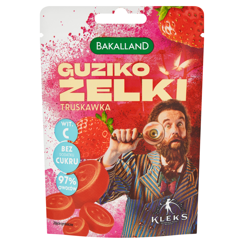 BAKALLAND KLEKS Guziko żelki truskawkowe