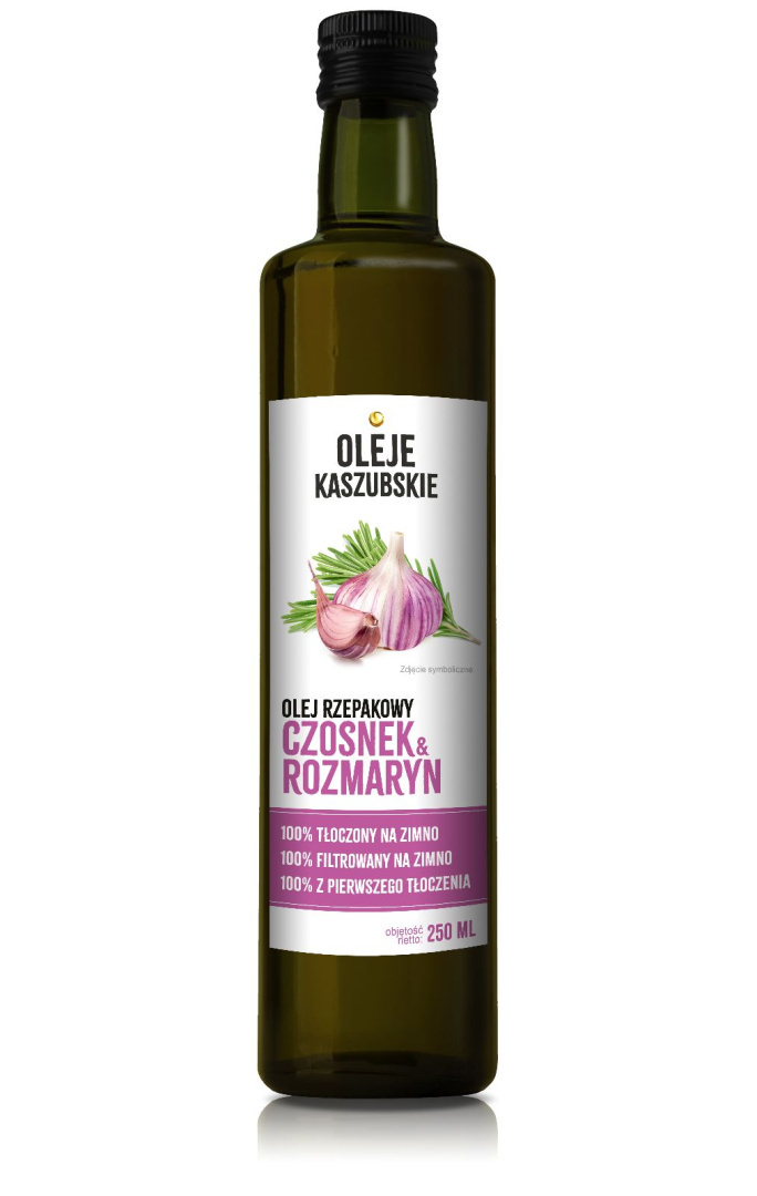 OLEJE KASZUBSKIE Olej rzepakowy z czosnkiem i rozmarynem (tłoczony na zimno)
