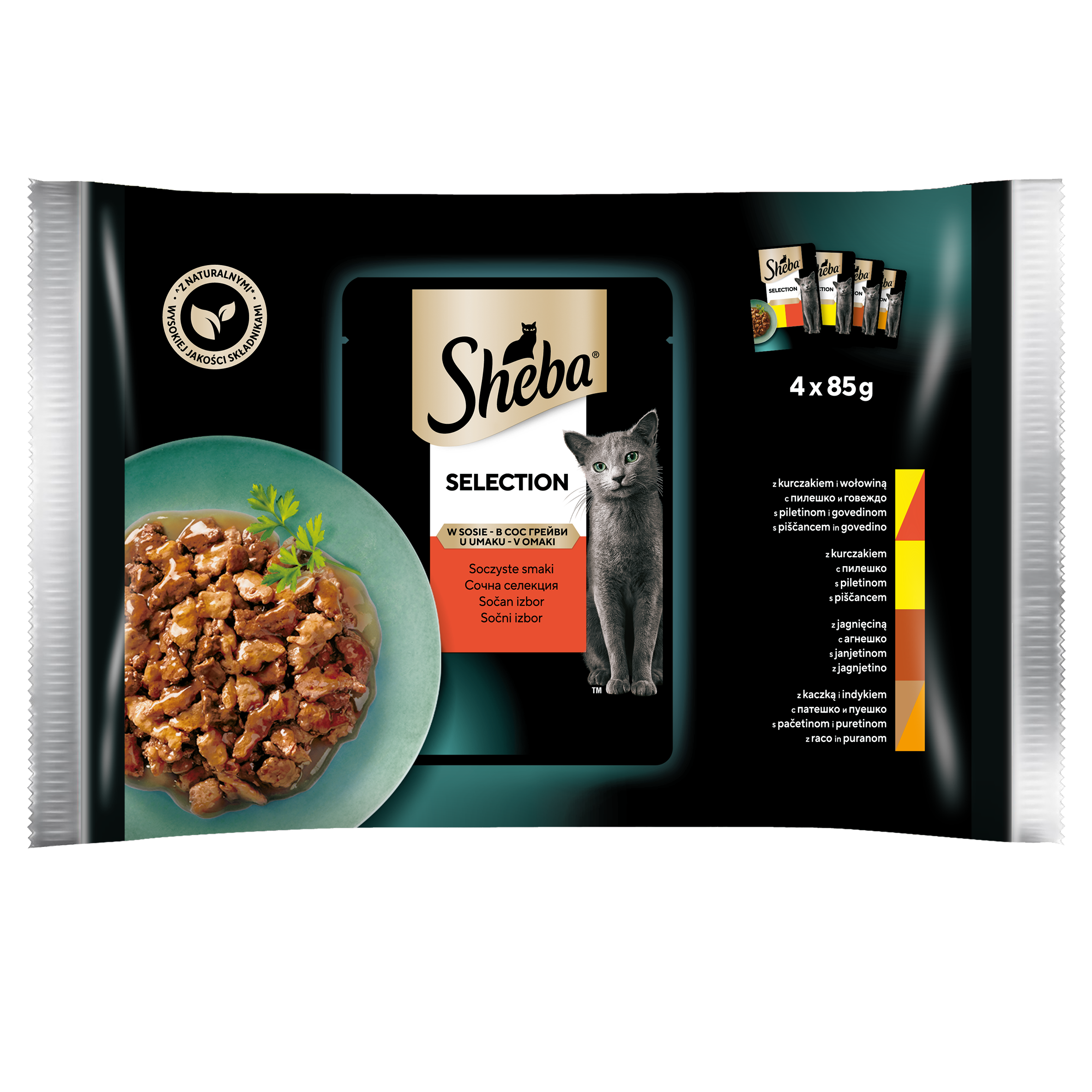 SHEBA Selection in Sauce Pokarm dla kotów - Soczyste Smaki (4 saszetki) frisco.pl