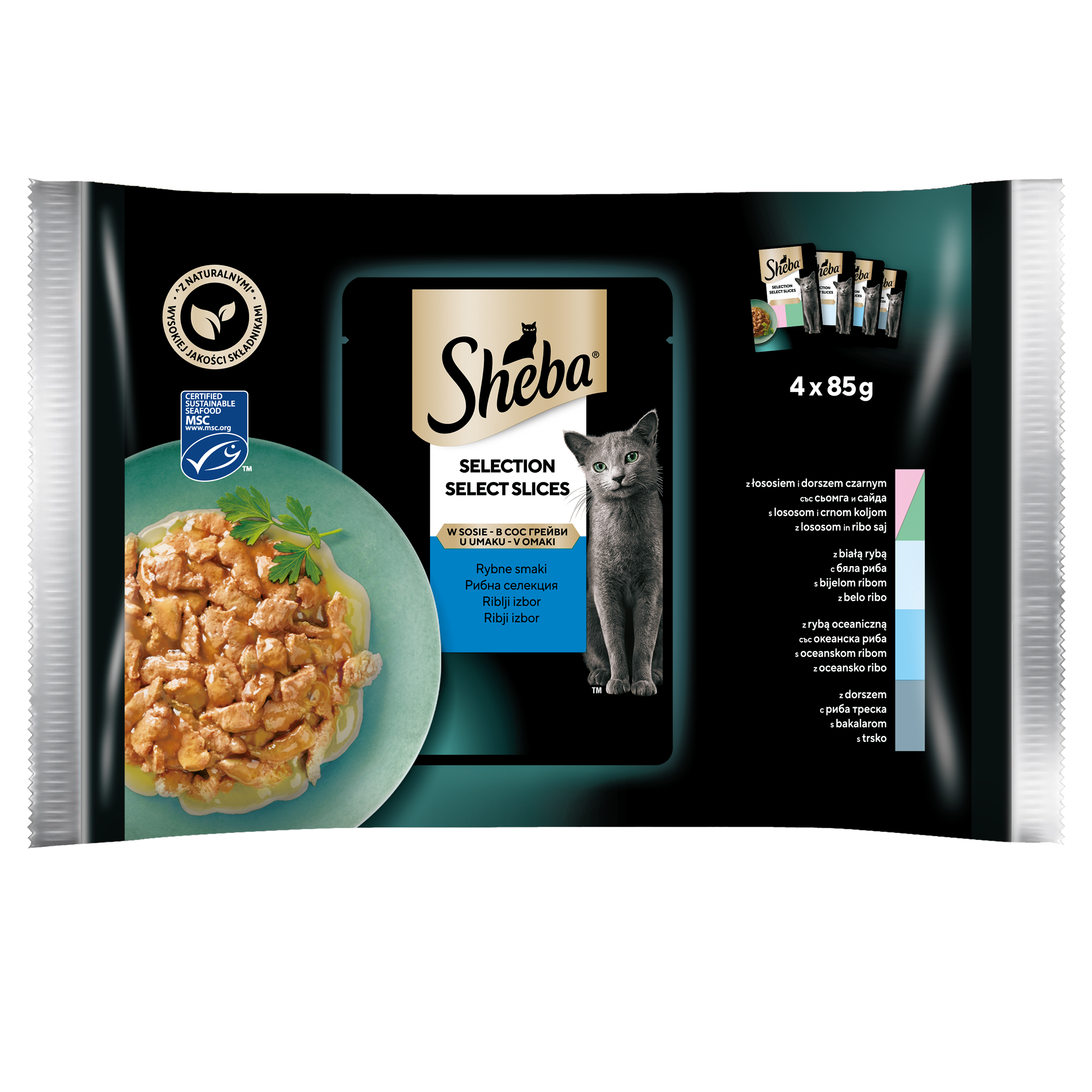 SHEBA Selection in Sauce Pokarm dla kotów - Smaki Rybne (4 saszetki) frisco.pl