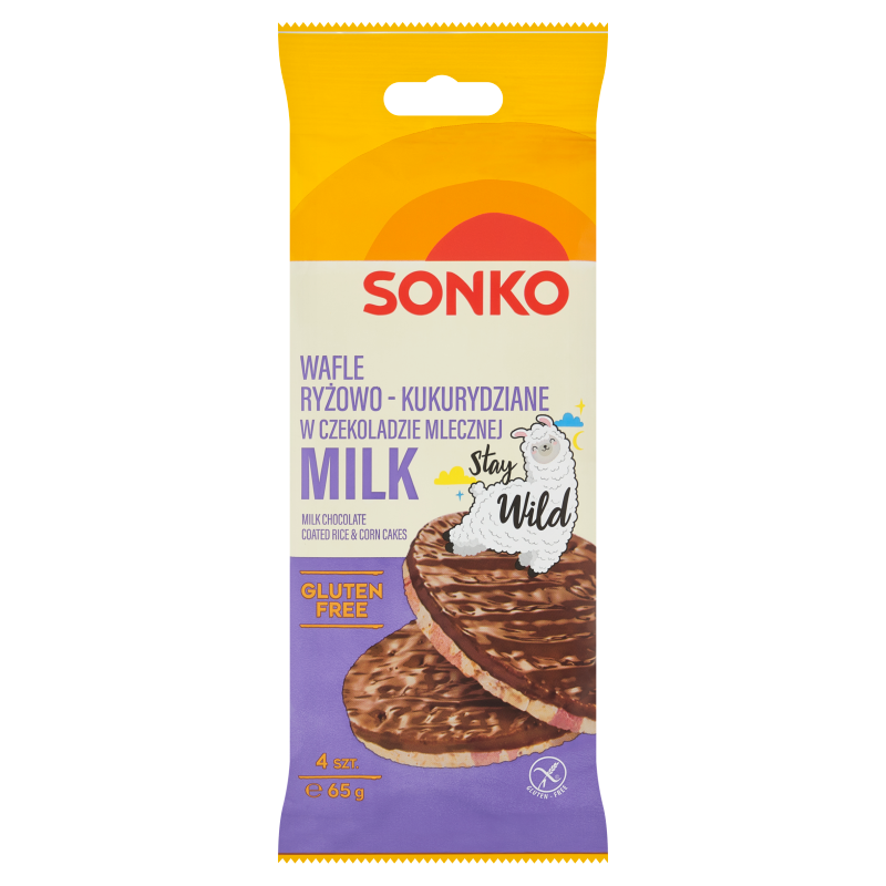 SONKO KIDS Wafle ryżowo-kukurydziane w czekoladzie mlecznej