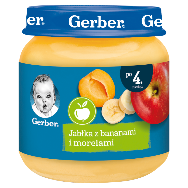 GERBER Deserek Jabłka z bananami i morelami dla niemowląt po 4 miesiącu125g frisco.pl