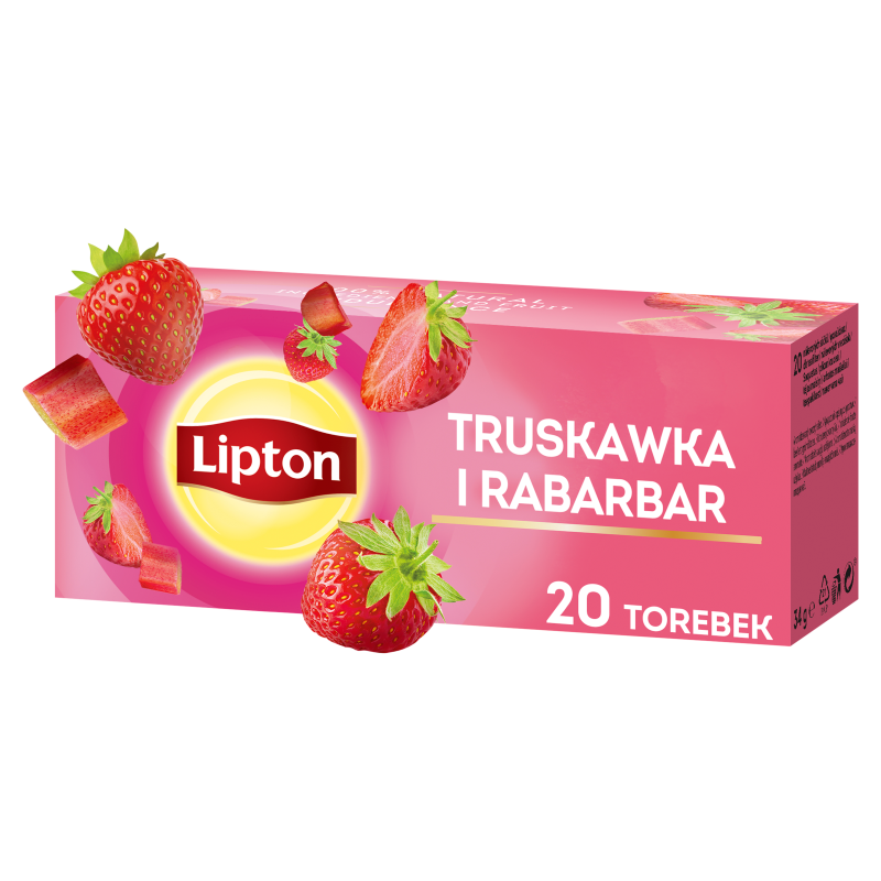 LIPTON Herbatka owocowa Truskawka i Rabarbar 20 torebek ex.