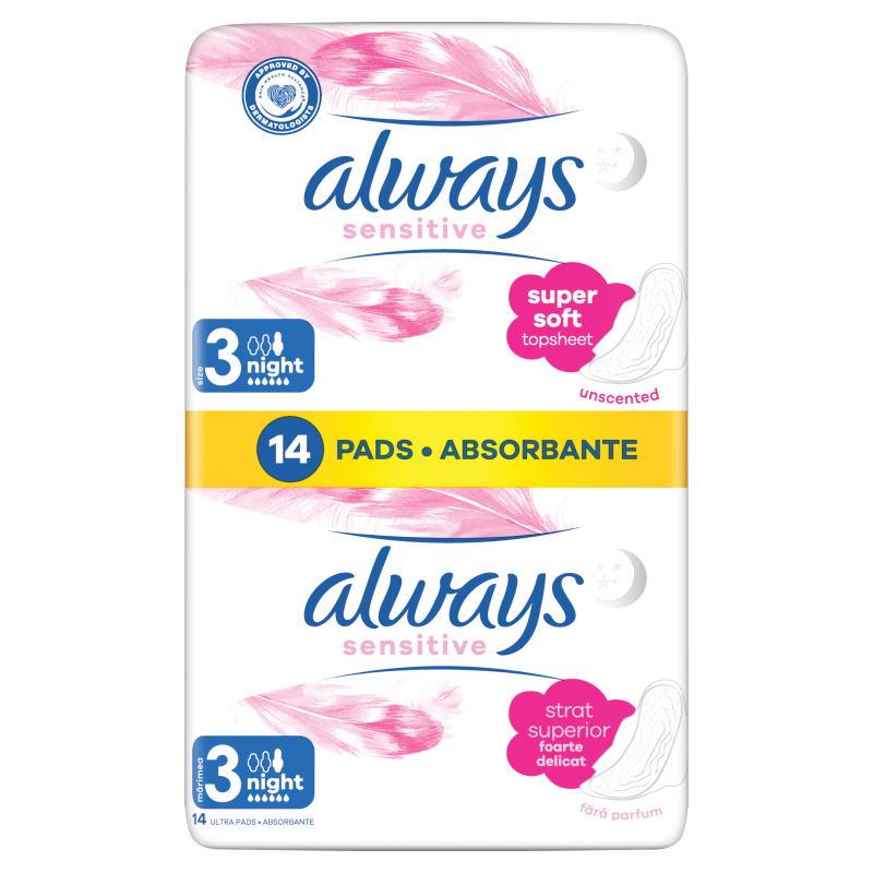 ALWAYS Ultra Sensitive Night Podpaski ze skrzydełkami 14 szt. frisco.pl