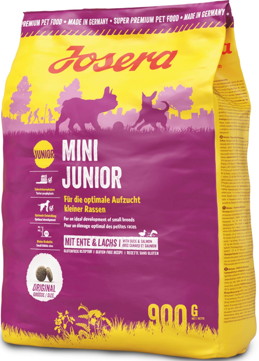 JOSERA MiniJunior Suchy pokarm dla szczeniąt i młodych psów małych ras z kaczką i łososiem