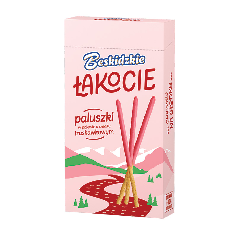 BESKIDZKIE Łakocie Paluszki w polewie o smaku truskawkowym