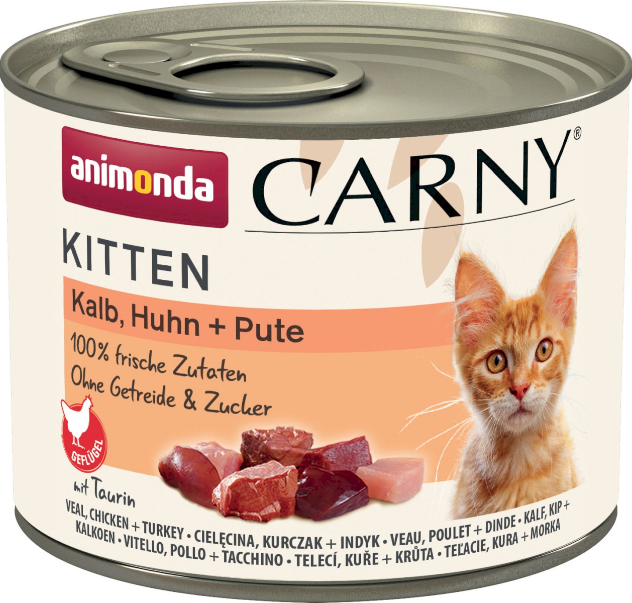 ANIMONDA Carny Kitten Mokry pokarm dla kociąt z cielęciną kurczakiem i indykiem puszka