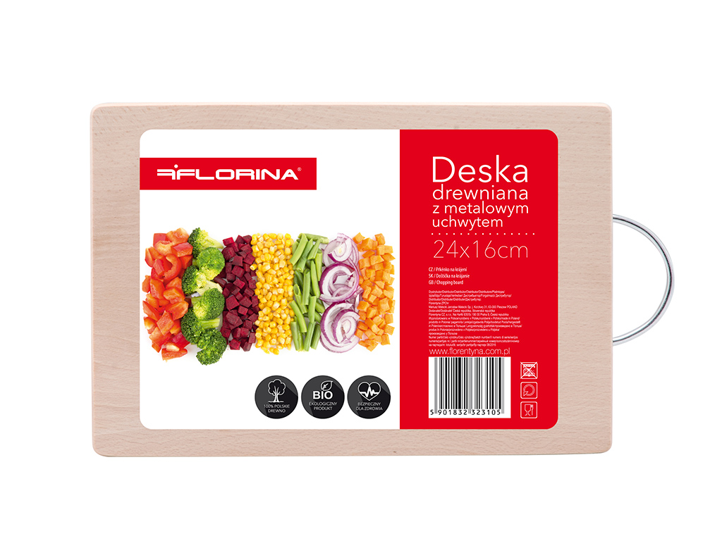 FLORINA DESKA KUCHENNA DREWNIANA Z UCHWYTEM METALOWYM FLORINA 24X16CM MAŁA