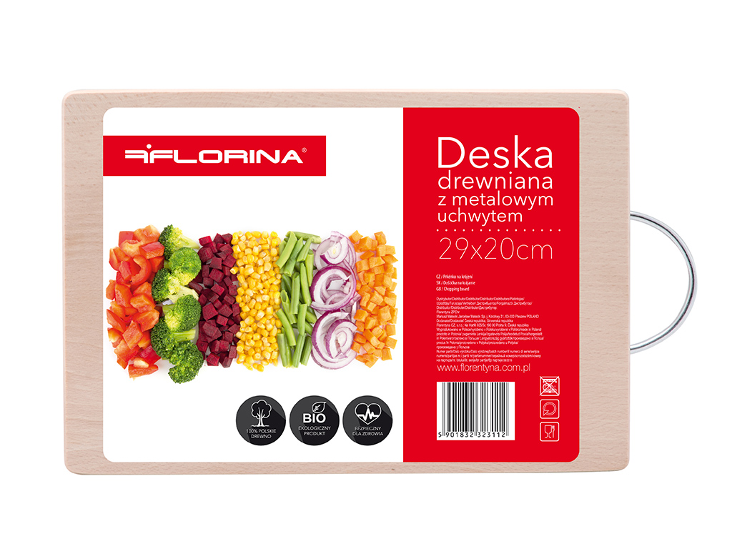 FLORINA DESKA KUCHENNA DREWNIANA Z UCHWYTEM METALOWYM FLORINA 29X20CM ŚREDNIA