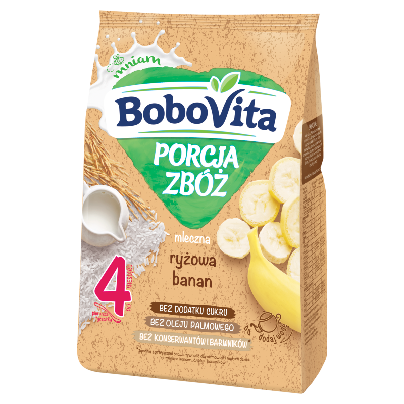 BOBOVITA Porcja zbóż Kaszka mleczna ryżowa banan po 4 miesiącu