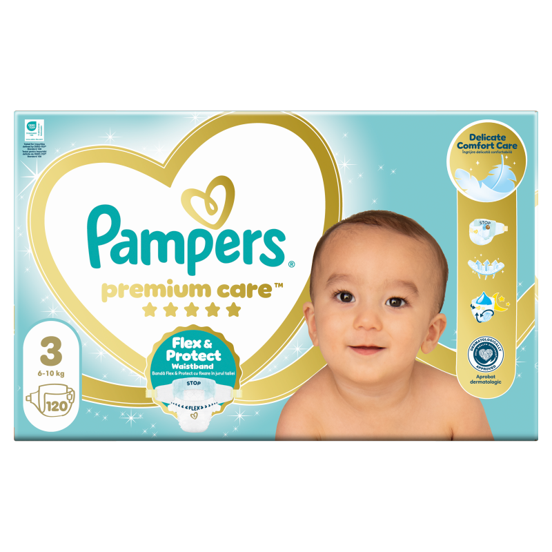 PAMPERS Premium Care Pieluchy Rozmiar 3 Midi (5-9kg) 2x60szt Zapas na miesiąc