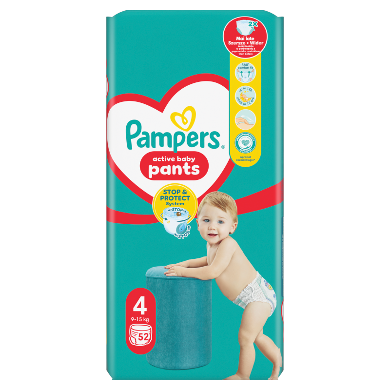 PAMPERS Pants Pieluchomajtki Rozmiar 4 (9-15kg) 52 szt