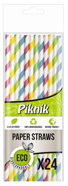 PIKNIK Słomki papierowe mix 24 szt.