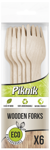 PIKNIK Widelce drewniane 6 szt.