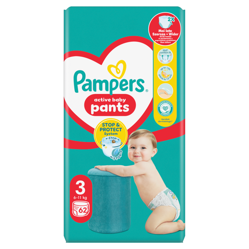 PAMPERS Pants Pieluchomajtki Rozmiar 3 (6-11kg) 62 szt