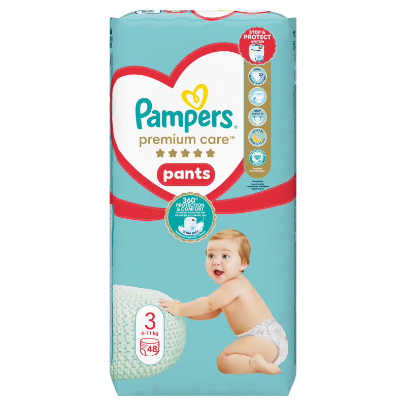 PAMPERS Premium Care Pants Pieluchomajtki Rozmiar 3 (6-11kg) 48 szt. frisco.pl