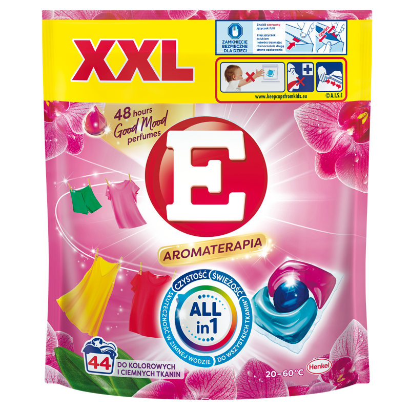 E XXL Aromatherapy Środek do prania kolorowych i ciemnych tkanin Orchidea 44 szt.