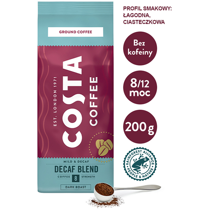 COSTA COFFEE Decaf Blend Dark Roast Kawa bezkofeinowa mielona