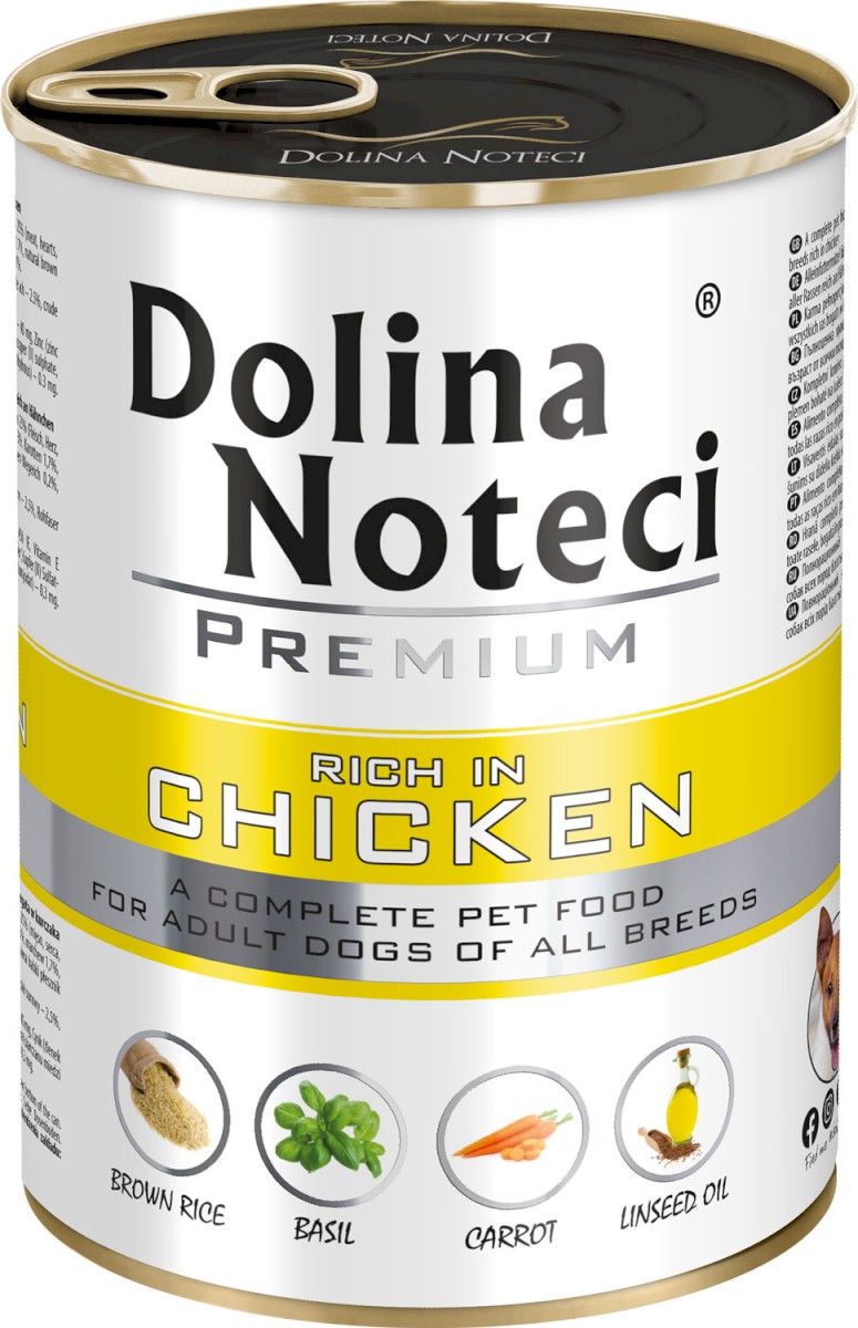 DOLINA NOTECI Premium Mokry pokarm dla dorosłych psów wszystkich ras z kurczakiem puszka