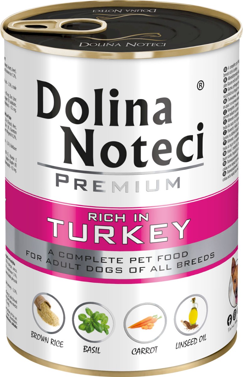DOLINA NOTECI Premium Mokry pokarm dla dorosłych psów wszystkich ras z indykiem puszka