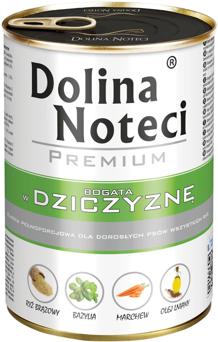 DOLINA NOTECI Premium Mokry pokarm dla dorosłych psów wszystkich ras z dziczyzną puszka