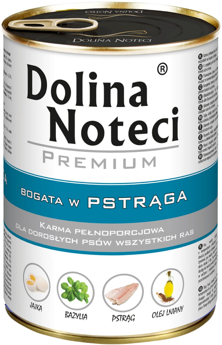 DOLINA NOTECI Premium Mokry pokarm dla dorosłych psów wszystkich ras z pstrągiem puszka