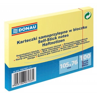DONAU Bloczek samoprzylepny 105x76MM 100 kart. jasnożółty