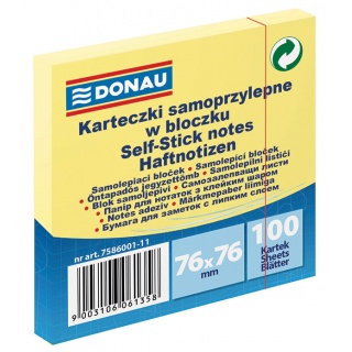DONAU Bloczek samoprzylepny 76x76MM 100 kart. jasnożółty