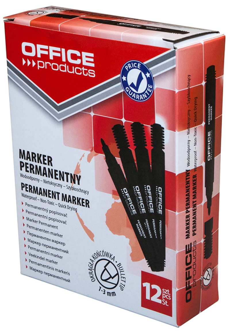 OFFICE PRODUCTS Marker permanentny okrągły kolor czarny 12 szt.
