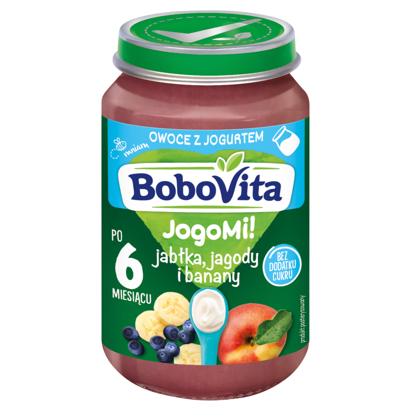 BOBOVITA Deserek Jabłka jagody i banany z jogurtem po 6 miesiącu