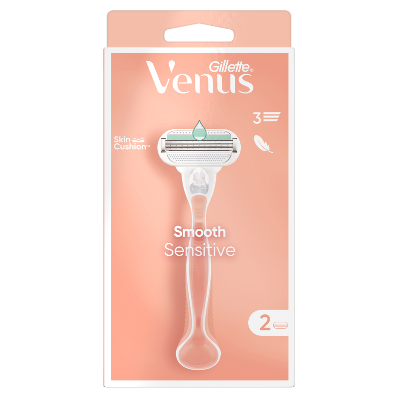GILLETTE Venus Smooth Sensitive Maszynka do golenia dla kobiet - 2 Ostrza Wymienne