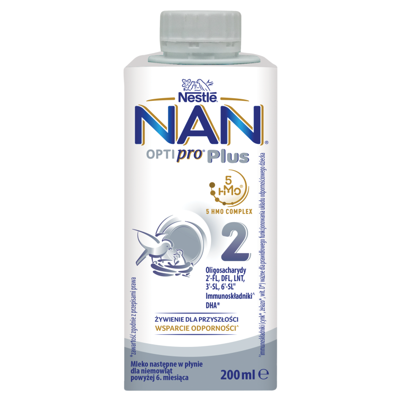 NESTLÉ NAN OPTIPRO PLUS 2 HM-O mleko następne gotowe do spożycia dla niemowląt powyżej 6 miesiąca 200 ml frisco.pl