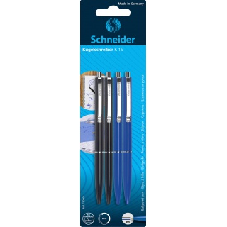 SCHNEIDER Długopis automatyczny 2x czarny + 2x niebieski blister