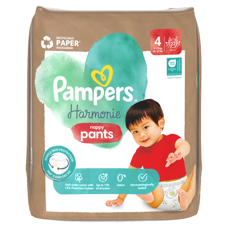 PAMPERS Harmonie Pieluchomajtki Rozmiar 4 (9-15kg)