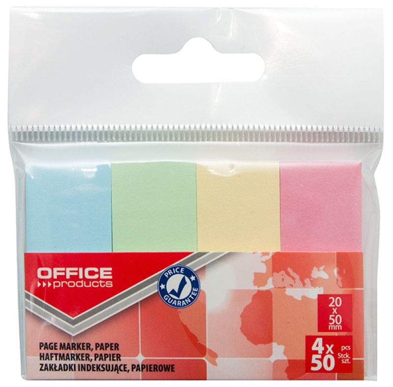 OFFICE PRODUCTS Zakładki indeksujące papierowe mix kolorów pastelowych