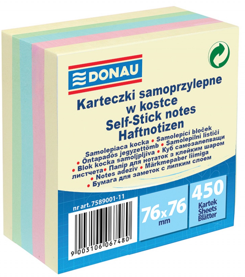 DONAU Kostka samoprzylepna 450 kart. mix kolorów