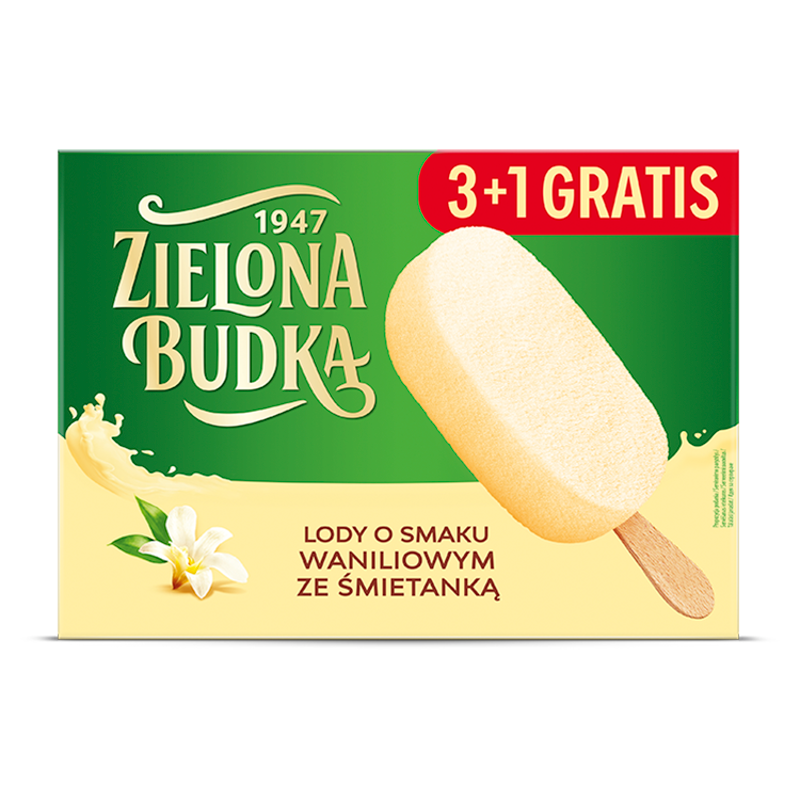 ZIELONA BUDKA Lody o smaku waniliowym ze śmietanką 4szt.