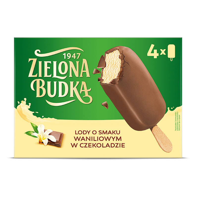 ZIELONA BUDKA Lody o smaku waniliowym w czekoladzie 4szt.