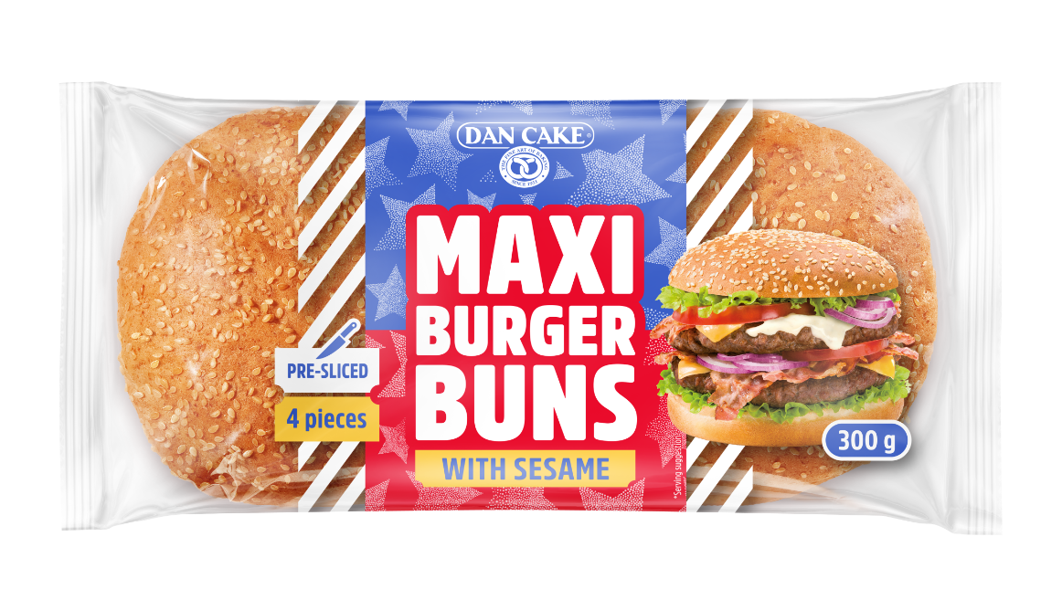 DAN CAKE Bułki do burgerów z sezamem MAXI 4 szt