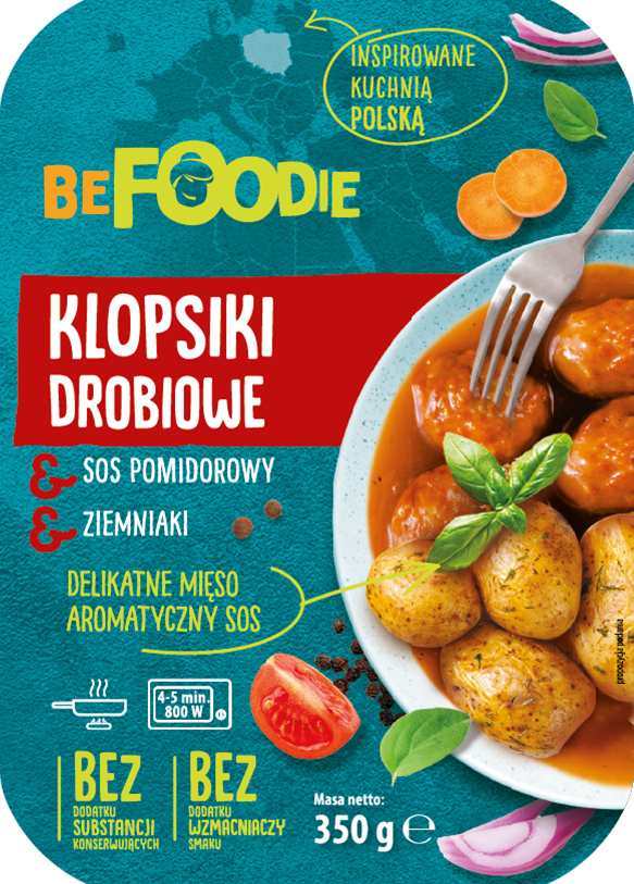 BE FOODIE Klopsiki drobiowe w sosie pomidorowym z ziemniakami