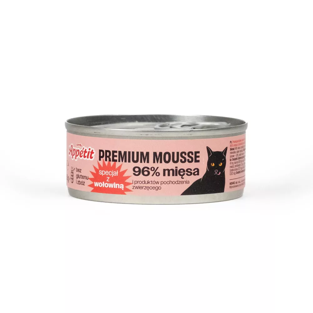 COMFY Appetit Mokry pokarm dla kotów Premium Mousse z wołowiną puszka