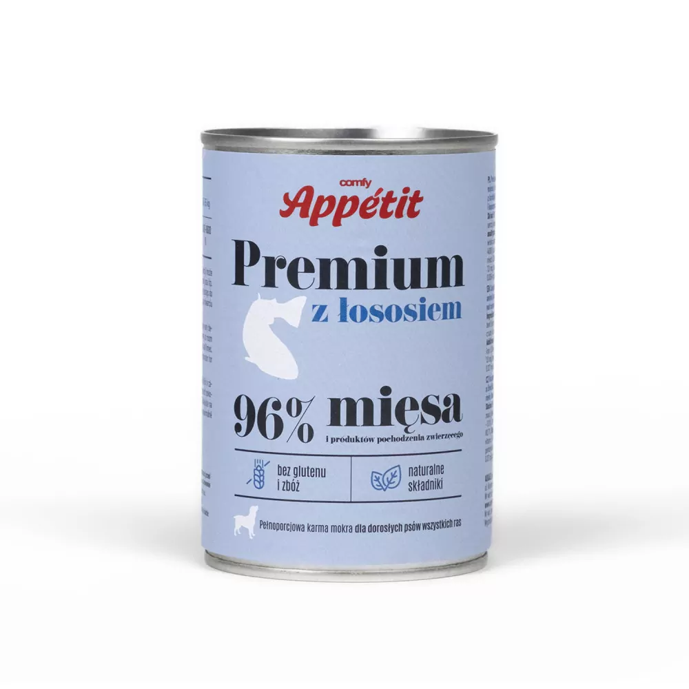 COMFY Mokry bezzbożowy pokarm Premium dla dorosłych psów wszystkich ras z łososiem puszka