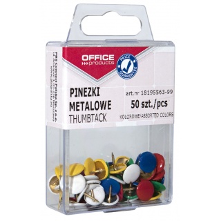 OFFICE PRODUCTS Pinezki kolorowe w pudełku 50 szt. mix kolorów