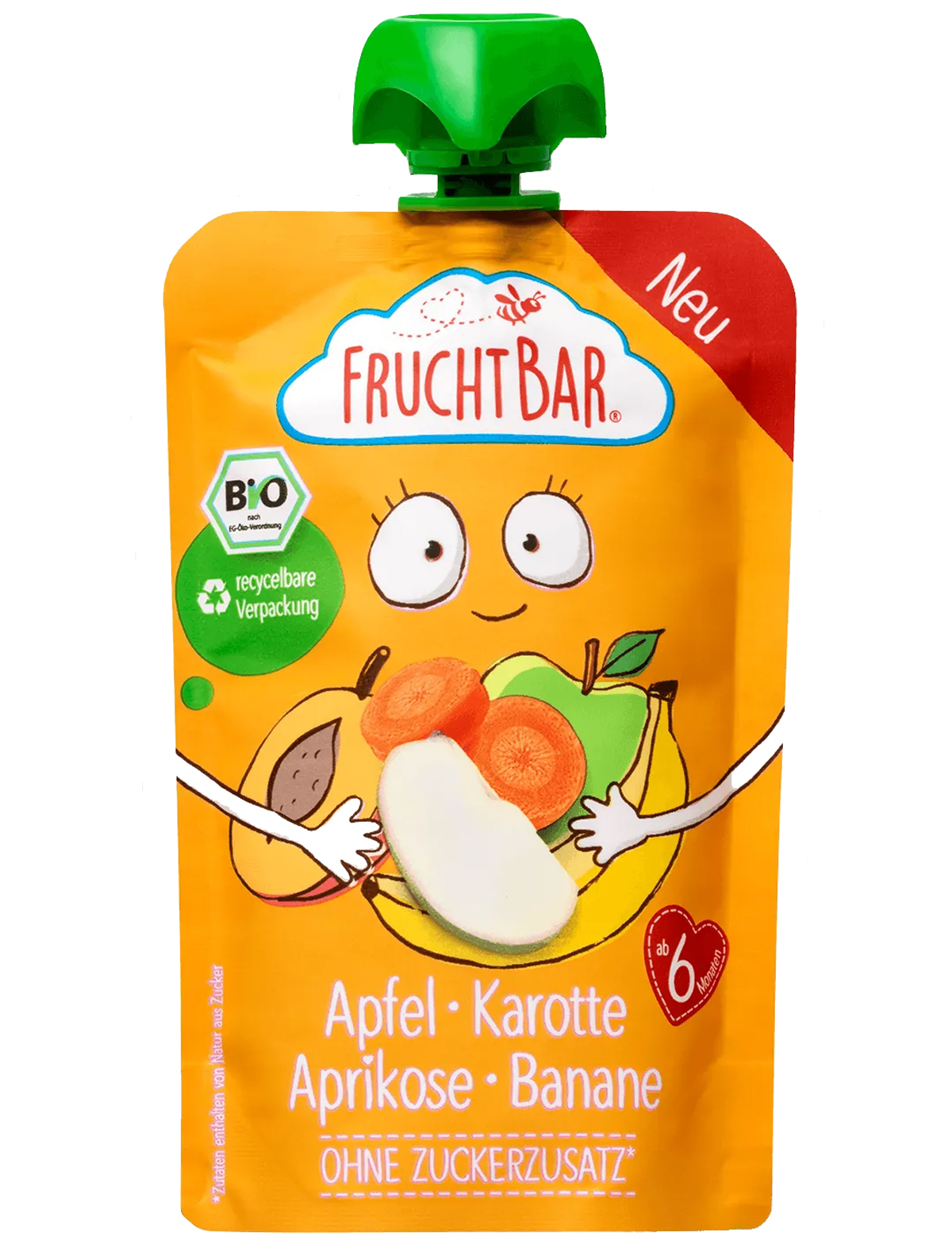 FRUCHTBAR Ekologiczny mus jabłko marchew morela banan powyżej 6 miesięcy BIO